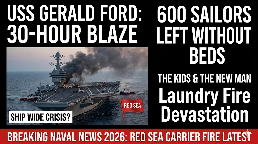 USS Gerald Ford Aircraft Carrier Fire