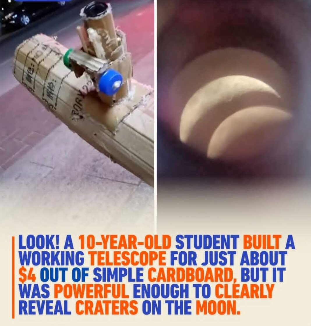 Imagine a 10 year old boy building a telescope that can actually see the Moon.